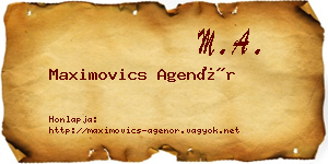 Maximovics Agenór névjegykártya